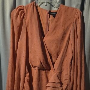 Express Women's Rust Long Sleeve Dress